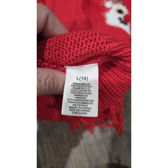 No Comment Girls Red Santa Christmas Sweater Large (14) NWT - Picture 6 of 6